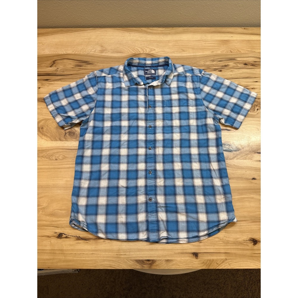 The North Face Shirt Mens Large Short Sleeve Button Up Plaid Gorpcore Hiking